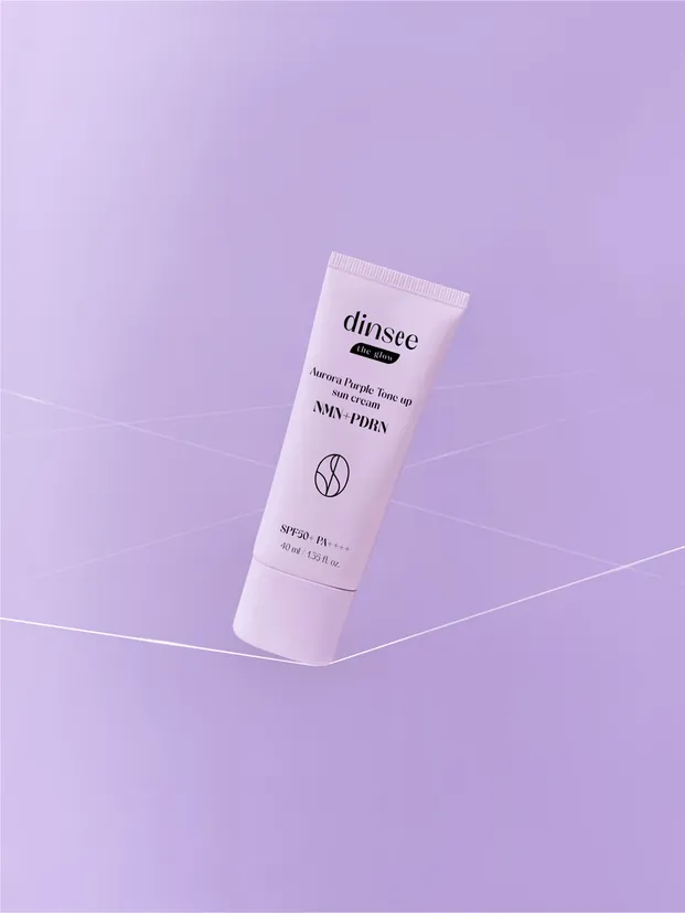 DINSEE The Glow Aurora NMN PDRN Purple Tone Up Sun Cream